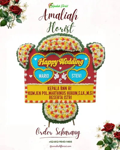 Karangan Papan Bunga Pernikahan di Candikuning